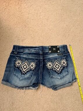 Miss Me Blue Denim Embroidered Jean Shorts